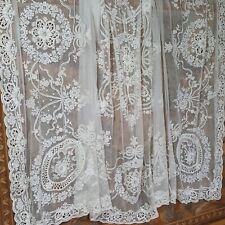 Large Antique Vintage Embroidered Embroidery Lace Tablecloth Cloth Cover picture