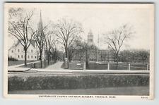 Postcard Vintage Universalist Church and Dean Academy in Franklin, MA picture
