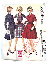 McCalls 6910 Slim or Full Fore Gore Skirt Dress Button Bodice Pleats  Bust 32 picture