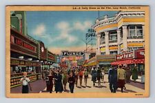 Long Beach CA-California, Daily Scene on the Pike, Antique Vintage Postcard picture