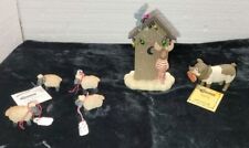 Lot of 6 Blossom Bucket Figures, Sheep, Pig, Outhouse NWT picture