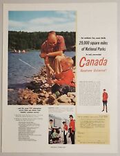 1956 Print Ad Canadian Travel Bureau Dad & Son Fishing Canada Royal Mounted Pol. picture