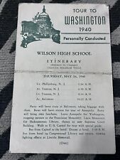 1940 Wilson High School PA - Tour to Washington DC Itinerary Bus Trip Rare Old picture