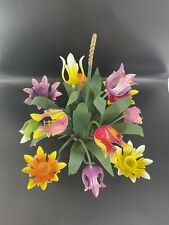 PETITES CHOSES TULIP FLOWER CANDLEHOLDER CENTERPIECE METAL TOLEWARE picture