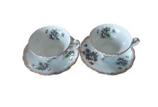Vintage Pair Of Interco Chicago Japan Floral with Gold Trim Tea Cup & Saucer Set picture