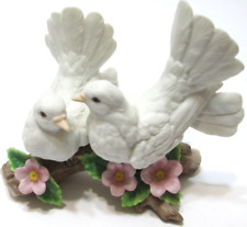 Vintage Homco Porcelain Dove Love Birds on Branch Figurine # 1453 White 4 3/4