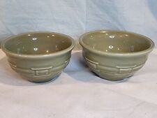 LONGABERGER POTTERY Woven Traditions Dessert Bowls Sage Green Set of 2, NICE picture