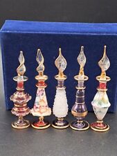 Vintage Egyptian Perfume Bottles Hand Blown  Lot of 5 4” Tall NEW In Box picture