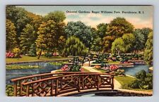 Providence RI-Rhode Island, Gardens, Roger Williams Park Vintage c1952 Postcard picture