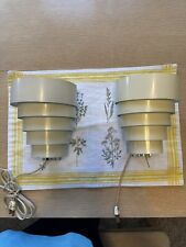 A Pair Of Vintage MCM Venetian Metal Tiered Wall Sconce Art Deco MCM picture