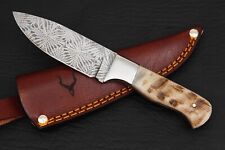 Handmade Mosaic Damascus Knife Custom Made Full Tang Skinner picture