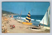 Malibu CA-California, Catamarans Beach, Antique, Vintage c1957 Souvenir Postcard picture