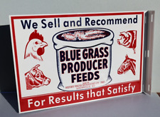 Blue Grass Producer Feeds Flange Sign   farm horse cow chicken pig Modern Retro picture
