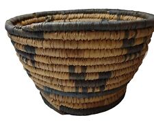 Vintage Native American Straw Woven Coil Bowl Basket Tight Weave With Animals picture