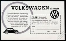 1958 VW Volkswagen Beetle illustrated vintage print ad picture