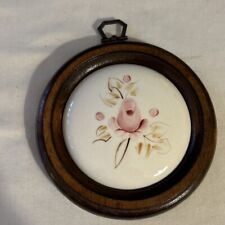 Vintage Homco Lasting Products- hand painted Pink Rose Ceramic Wall Plaque picture