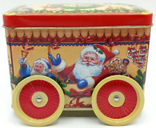 Vintage Christmas Metal Rolling Tin Christmas Express Cart picture