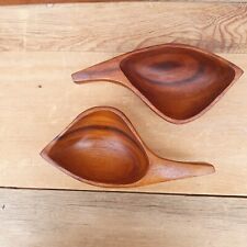 Pair Emil Milan Style Carved Wooden Bowls Mid Century Modern picture
