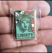 Vintage 1986 Statue of Liberty Centennial Gold Tone And Enamel Lapel Hat Pin New picture