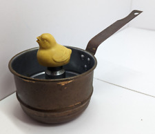 Vtg Revere Rome Metalware Copper Double Boiler Egg Cooker Whistling Yellow Bird picture