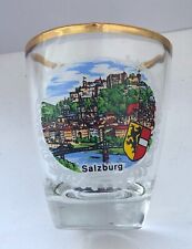 Vintage Salzburg Austria Shot Glass Gold Rim Travel Collectible $9 picture