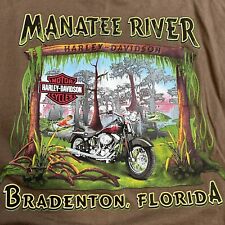 Harley Davidson XL Double Sided Brown Short Sleeve T-Shirt Manatee River Florida picture