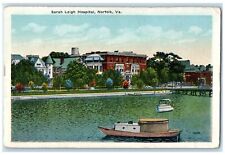 c1920's Sarah Leigh Hospital Exterior Boats Scene Norfolk Virginia VA Postcard picture