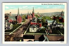 Jamestown NY-New York, The Seven Churches, Antique, Vintage Souvenir Postcard picture