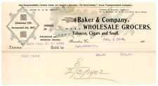 Riverton Virginia Baker & Co Tobacco Cigars & Snuff orig 1902 Billhead Receipt picture