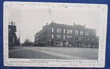 1907 Claremont New Hampshire Dodge's Pharmacy in Union Block Postcard & Cancel picture