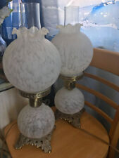 2 STUNNING Vintage Molted Glass Hurricane Lamps picture