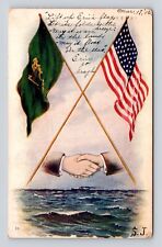 Postcard Double Flag Cancel Trenton/Rahway NJ Hands Across Sea 1906 Steamer Ship picture