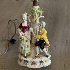 Vintage Porcelain Victorian Courting Couple Figurine Accent Table Lamp boudoir picture