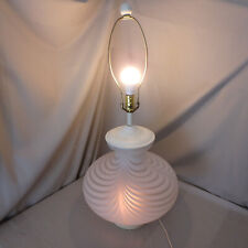 Large MCM Murano Glass Table Lamp, White Swirl Design; Base Lights Too picture