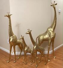Large  Brass Giraffes Statues (Full Family Set) Vintage 1970’s circa  picture
