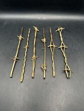 Vintage Neiman Marcus Texas 6 Barbed Wire Swizzle Sticks Plated Gold Barbed Wire picture