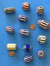 12 Large - Medium Vintage 6-Layer Focal Chevron African Trade Beads picture