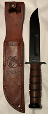 Ka-Bar USMC Straight Edge Fighting/Utility Knife with Leather Sheath Olean NY picture