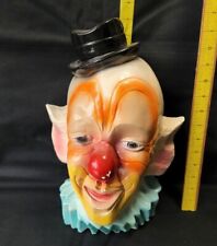 Vintage Creepy Clown Chalkware Bank Minor Wear  picture