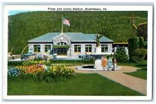 1937 Plaza And Union Station Monument Brattleboro Vermont VT Posted Postcard picture