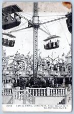 Pre1908 CONEY ISLAND AERIAL SWING LUNA PARK NEW YORK*GLITTER/MICA EMBELLISHMENTS picture