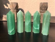 5pcs Large 2''+ Green Aventurine Quartz Crystal Point Wand Healing Tower picture