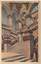 Albany New York Million Dollar Staircase State Capital Linen Postcard picture