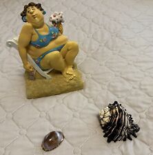 Plus Size Woman In Bikini On The Beach Figurine With Two Seashells picture