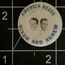 America Needs Nixon and Agnew * 1968 * Nixon Presidential Campaign Button Pin picture