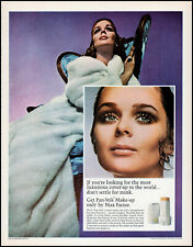 1969 Beautiful woman mink Max Factor pan-stick make-up retro photo print ad L85 picture