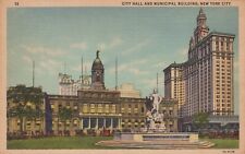 City Hall Municipal Building New York City Vintage Linen Postcard picture