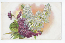 Lilacs Flowers Postcard Embossed Gold Gild Painting 1908 picture