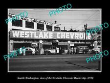 OLD LARGE HISTORIC PHOTO OF SEATTLE WASHINGTON WESTLAKE CHEVROLET STORE c1950 picture
