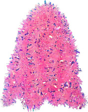 Christmas Tinsel Garland Iridescent Metallic Twisted 20Ft/6M Pink Hanging Garlan picture